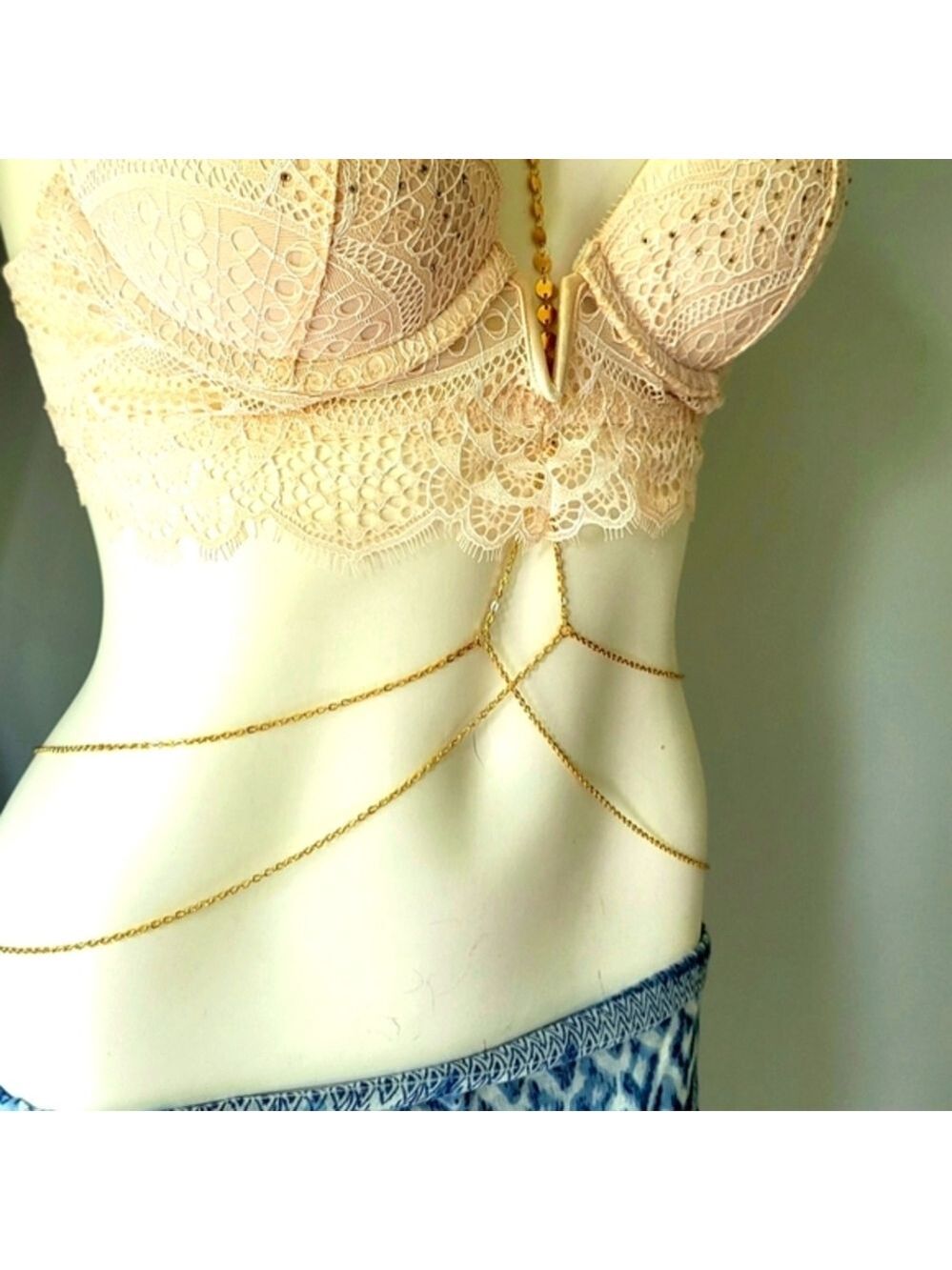 Fashion Gold Sequins Body Chain Necklace